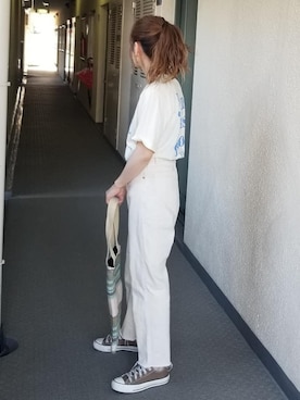 「frames RAY CASSIN（フレームスレイカズン）のアイテム（トートバッグ）」を使った、saaayaaaさん（レディース・152cm）の夏コーディネート