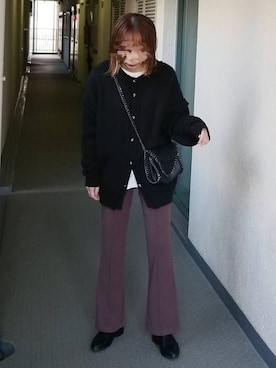 「GRL（グレイル）のチェーンフラップショルダーバッグ（ショルダーバッグ）」を使った、saaayaaaさん（レディース・152cm）の冬コーディネート