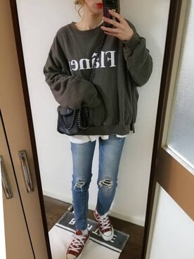 「GRL（グレイル）のチェーンフラップショルダーバッグ（ショルダーバッグ）」を使った、saaayaaaさん（レディース・152cm）の春コーディネート