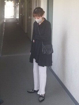「GRL（グレイル）のチェーンフラップショルダーバッグ（ショルダーバッグ）」を使った、saaayaaaさん（レディース・152cm）の春コーディネート