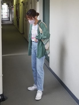 「frames RAY CASSIN（フレームスレイカズン）のアイテム（トートバッグ）」を使った、saaayaaaさん（レディース・152cm）の春コーディネート