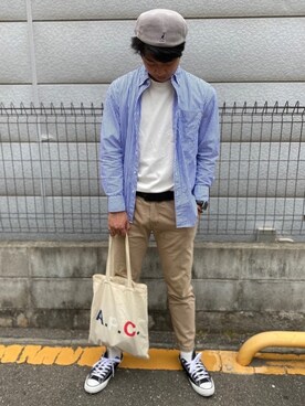 「BACK NUMBER（バックナンバー）のアイテム（チノパンツ）」を使った、masaさん（メンズ・176cm）の春コーディネート
