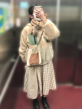 「POU DOU DOU（プードゥドゥ）のアイテム（ブルゾン）」を使った、ChiHsinさん（レディース・162cm）の冬コーディネート