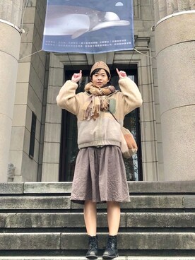 「POU DOU DOU（プードゥドゥ）のアイテム（ブルゾン）」を使った、ChiHsinさん（レディース・162cm）の冬コーディネート