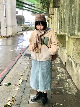 「POU DOU DOU（プードゥドゥ）のアイテム（ブルゾン）」を使った、ChiHsinさん（レディース・162cm）の冬コーディネート