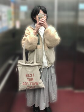 「POU DOU DOU（プードゥドゥ）のアイテム（ブルゾン）」を使った、ChiHsinさん（レディース・162cm）の春コーディネート