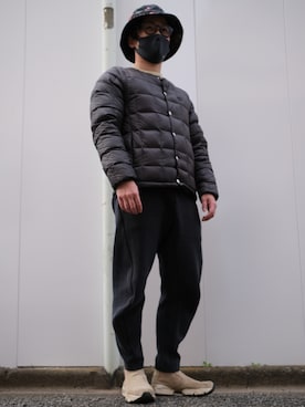 「OFFSHORE（オフショア）のアイテム（帽子）」を使った、ととサーファーさん（メンズ・163cm）の冬コーディネート