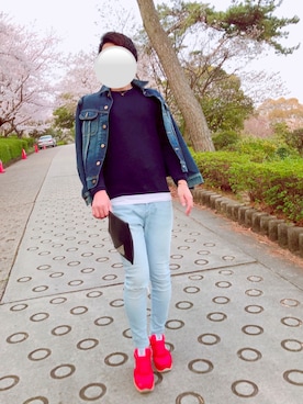 「アトランティックスターズ」｜「アイテム（デニムジャケット）」を使った、ぷりっさんさん（メンズ・182cm）の夏コーディネート