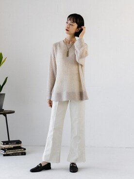 「ビットローファー」｜「アイテム（その他シューズ）」を使った、narumiさん（レディース・164cm）の冬コーディネート