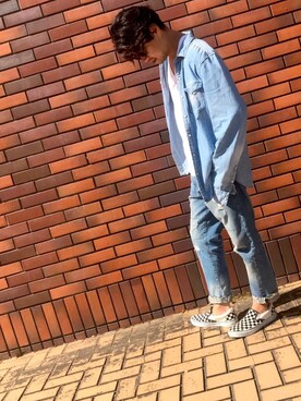「秋冬」｜「アイテム（スリッポン）」を使った、baseさん（メンズ・174cm）の秋コーディネート