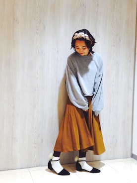 「niko and...（ニコアンド）のメンテンBIGBIG Ｔシャツ【niko and ...】（Tシャツ/カットソー）」を使った、myさん（レディース・154cm）の秋コーディネート