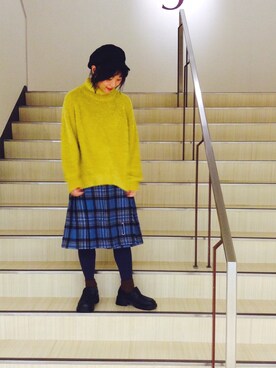 「アイテム（タイツ/ストッキング、ブルー系）」を使った、myさん（レディース・154cm）の秋コーディネート