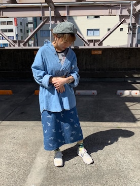 「動物モチーフ」｜「アイテム（デニムジャケット）」を使った、myさん（レディース・154cm）の春コーディネート