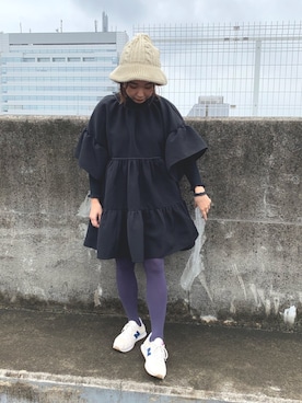 「アイテム（タイツ/ストッキング、ブルー系）」を使った、myさん（レディース・154cm）の秋コーディネート