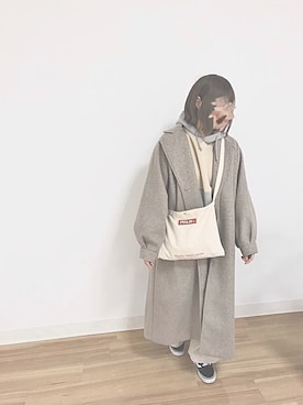 「アイテム（ステンカラーコート）」を使った、m a y u さん（レディース・161cm・20代）の冬コーディネート