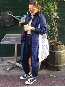 「LAVENHAM（ラベンハム）のアイテム（その他アウター）」を使った、Misato Masudaさん（レディース・167cm）の冬コーディネート