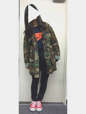 「SPINNS（スピンズ）のアイテム（ミリタリージャケット）」を使った、ayaさん（レディース・158cm）の冬コーディネート