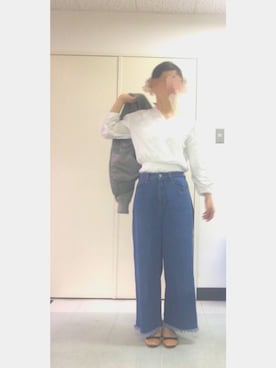 「スカラップ」｜「アイテム（その他アウター）」を使った、ayaさん（レディース・158cm）の春コーディネート