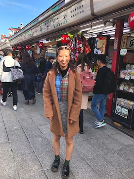 「アイテム（ソックス/靴下、グリーン系）」を使った、ayaさん（レディース・158cm）の秋コーディネート