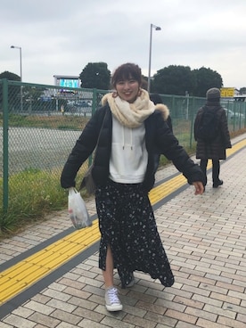 「H&M（エイチ・アンド・エム）のアイテム（パーカー）」を使った、ayaさん（レディース・158cm）の冬コーディネート