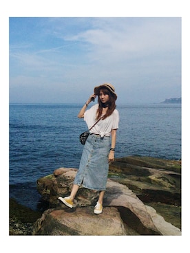 「Lulus（-）のアイテム（トップス）」を使った、Yun Luさん（レディース・163cm）の夏コーディネート