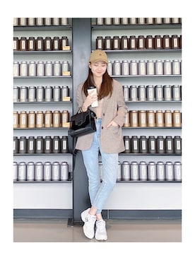 「西裝外套」｜「アイテム（帽子）」を使った、Yun Luさん（レディース・163cm）の春コーディネート