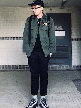 「Polo Ralph Lauren」｜「アイテム（ミリタリージャケット）」を使った、angusさん（メンズ・170cm）の冬コーディネート