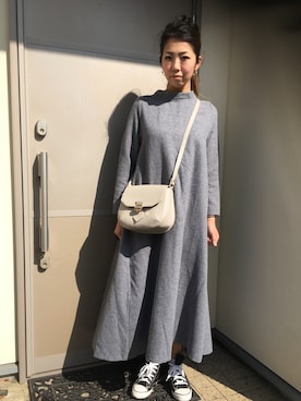 「LANVIN（ランバン）のアイテム（バッグ）」を使った、ユッコさん（レディース・168cm）の冬コーディネート