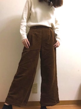 「BROWNY　STANDARD（ブラウニー）のアイテム（パンツ、ブラウン系）」を使った、まいまいさん（レディース）の秋コーディネート
