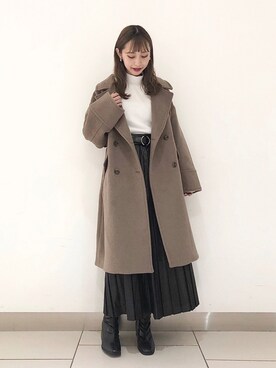 「秋のカフェオレコーデ」｜「アイテム（チェスターコート）」を使った、asakaさん（レディース・160cm）の秋コーディネート