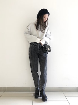 「PAGEBOY（ページボーイ）のアイテム（ハンチング/ベレー帽）」を使った、asakaさん（レディース・160cm）の冬コーディネート