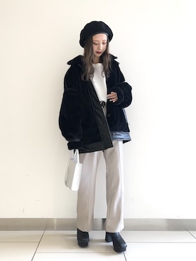 「PAGEBOY（ページボーイ）のアイテム（ハンチング/ベレー帽）」を使った、asakaさん（レディース・160cm）の冬コーディネート