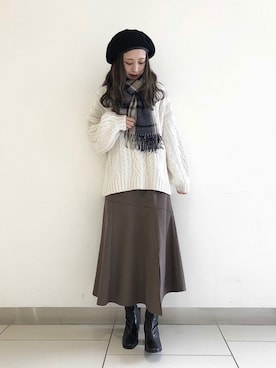 「PAGEBOY（ページボーイ）のアイテム（ハンチング/ベレー帽）」を使った、asakaさん（レディース・160cm）の冬コーディネート