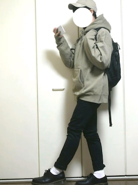 「Dr. Martens（ドクターマーチン）のDr.Martens / ドクターマーチン 1461 3EYE GIBSON SHOE 3ホール ギブソン シューズ ブーツ（ブーツ）」を使った、しま🦓さん（メンズ・170cm）の冬コーディネート