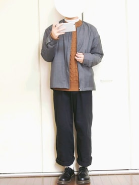 「Dr. Martens（ドクターマーチン）のDr.Martens / ドクターマーチン 1461 3EYE GIBSON SHOE 3ホール ギブソン シューズ ブーツ（ブーツ）」を使った、しま🦓さん（メンズ・170cm）の冬コーディネート