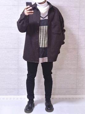 「Dr. Martens（ドクターマーチン）のDr.Martens / ドクターマーチン 1461 3EYE GIBSON SHOE 3ホール ギブソン シューズ ブーツ（ブーツ）」を使った、しま🦓さん（メンズ・170cm）の冬コーディネート