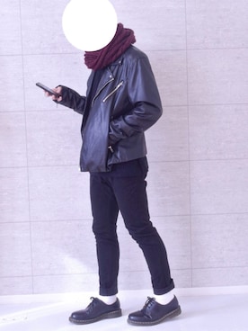 「Dr. Martens（ドクターマーチン）のDr.Martens / ドクターマーチン 1461 3EYE GIBSON SHOE 3ホール ギブソン シューズ ブーツ（ブーツ）」を使った、しま🦓さん（メンズ・170cm）の冬コーディネート