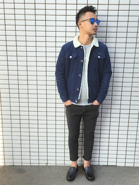 「united arrows」｜「アイテム（デニムジャケット）」を使った、$$$_threearrowsさん（メンズ・165cm）の冬コーディネート
