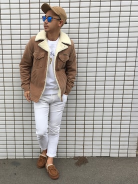 「Wrangler」｜「アイテム（モカシン/デッキシューズ）」を使った、$$$_threearrowsさん（メンズ・165cm）の冬コーディネート