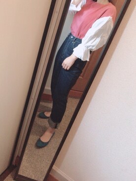 「ハイウエストストレートジーンズ」｜あやのさん（レディース・158cm）の秋コーディネート