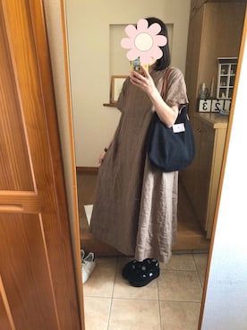 「RED CHOP WORKS（レッドチョップワークス）のアイテム（ワンピース/ドレス）」を使った、よちこさん（レディース・163cm）の夏コーディネート