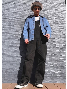 「Carhartt WIP（カーハートダブリューアイピー）のアイテム（サロペット/オーバーオール）」を使った、AGTさん（メンズ・170cm）の冬コーディネート