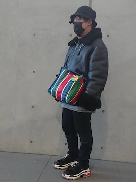 「vetements」｜「アイテム（ムートンコート）」を使った、ihateyouさん（メンズ・167cm）の冬コーディネート