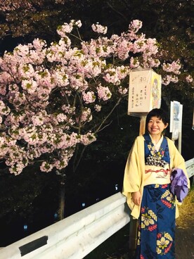 「きものコーディネート」｜「アイテム（浴衣）」を使った、RUMIさん（レディース・150cm）の春コーディネート