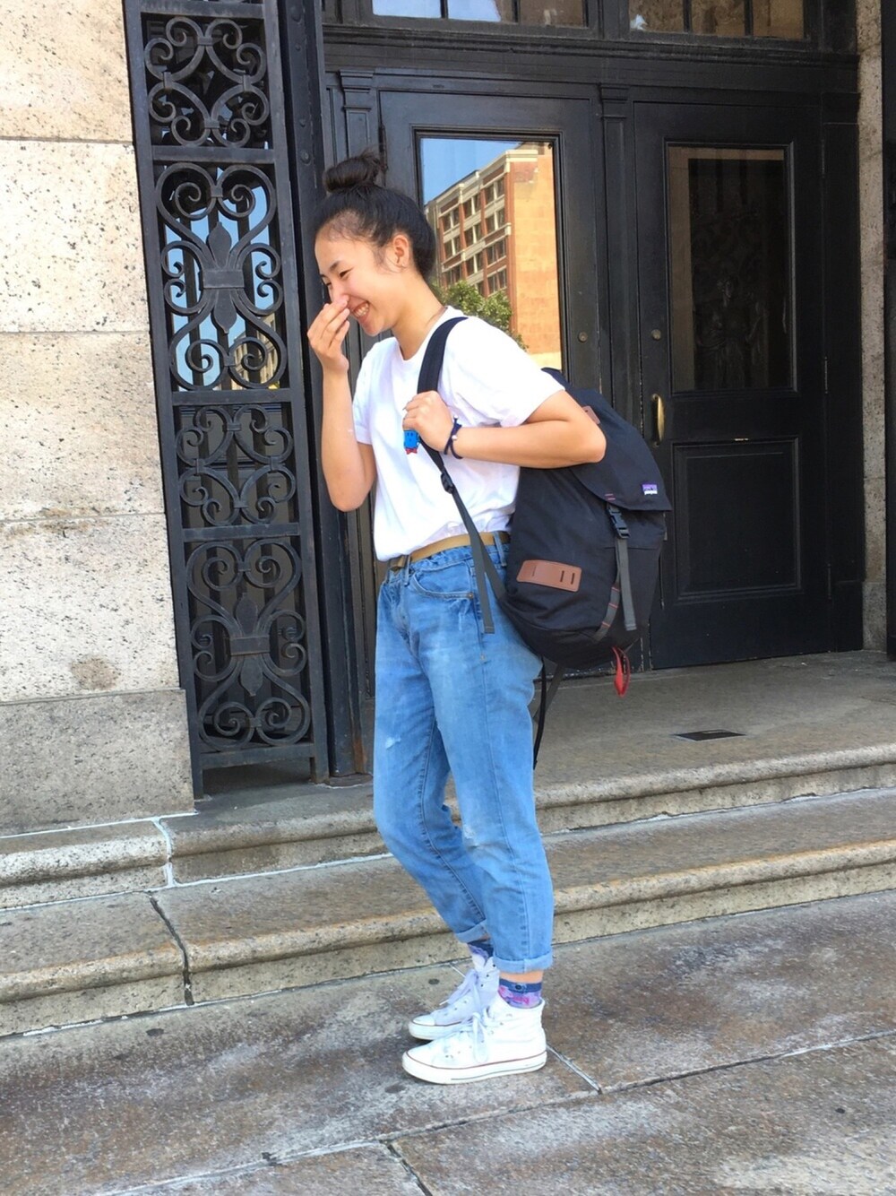 「zendaystyle」｜「patagoniaのアイテム（バックパック/リュック、ブラック系）」を使った、zendaywさん（レディース・160cm）の夏コーディネートの1枚目の写真