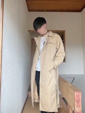 「韓国好きな人と繋がりたい」｜「アイテム（トレンチコート）」を使った、まっちゃさん（メンズ・182cm）の冬コーディネート