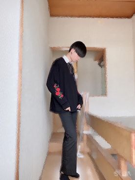 「韓国風コーデ」｜「アイテム（スラックス）」を使った、まっちゃさん（メンズ・182cm）の春コーディネート