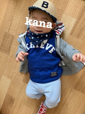 「Birthday（バースデイ）のアイテム（その他アウター）」を使った、kanatakasaさん（キッズ・70cm）の春コーディネート