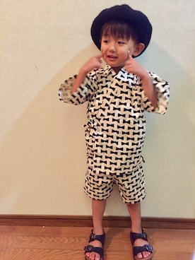 「AZUL by moussy（アズールバイマウジー）のアイテム（ハンチング/ベレー帽）」を使った、@Seanmamaさん（キッズ・90cm）の夏コーディネート