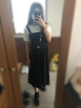 「アパレルスタッフ」｜「アイテム（オールインワン・サロペット）」を使った、y🍮さん（レディース・158cm）の夏コーディネート